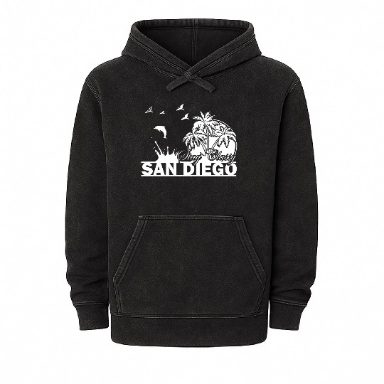 San Diego Cool Logo Funny Mineral Wash Hoodies