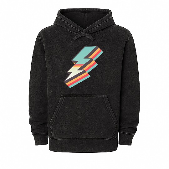 retro vintage lightning bolt Mineral Wash Hoodies