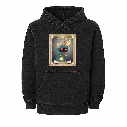 The Hermit Tarot Card, Major Arcana Anime Baphomet Mineral Wash Hoodies