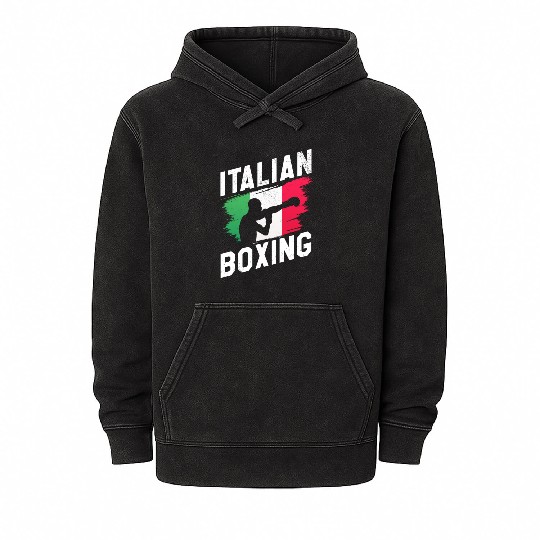 Italian Flag Boxing Gloves Sports Mineral Wash Hoodies