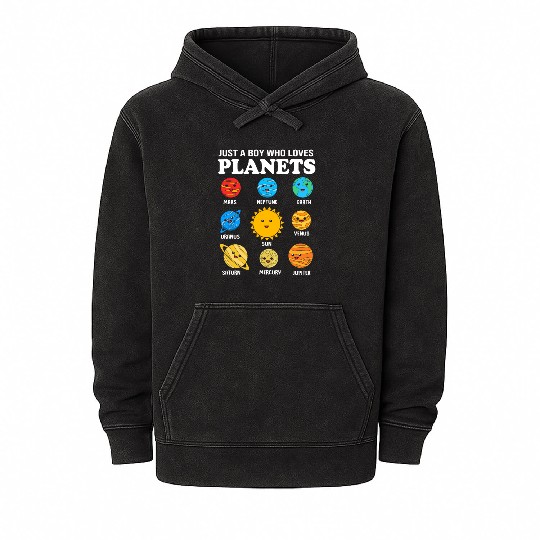 Solar System Science Just A Boy Who Loves Planets Mineral Wash Hoodies