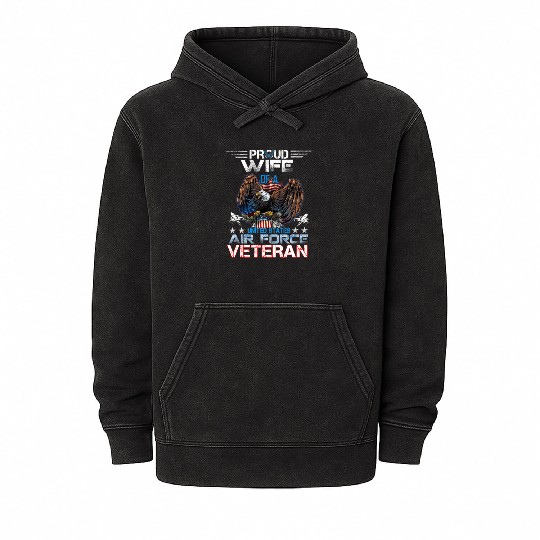 Veteran-Proud Wife Of Us Air Force Veteran Patriot Mineral Wash Hoodies
