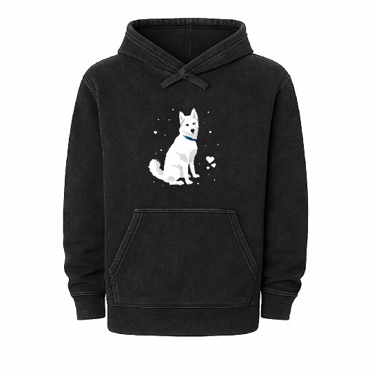 Cute White Siberian Husky Sweet White Snow Dog Mineral Wash Hoodies