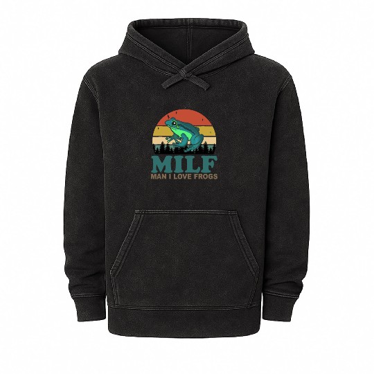 MILF Man I Love Frogs Mineral Wash Hoodies