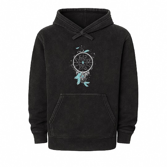 filigree ethno dream catcher made of silver colors Mineral Wash Hoodies