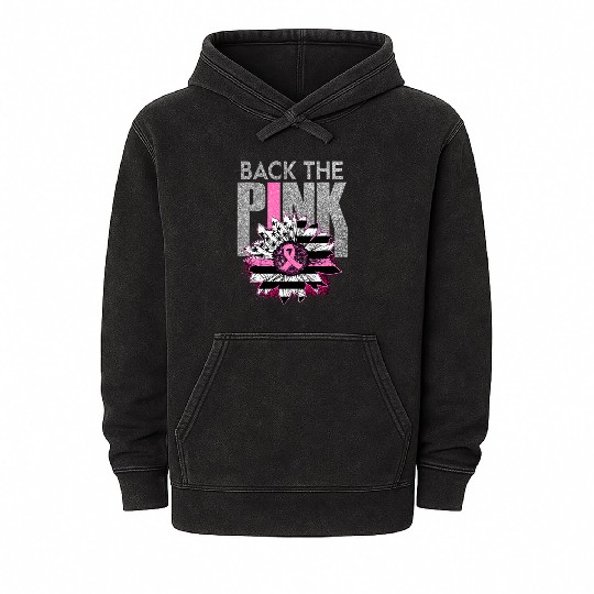 Pink Ribbon Breast Cancer Awareness Mineral Wash Hoodies