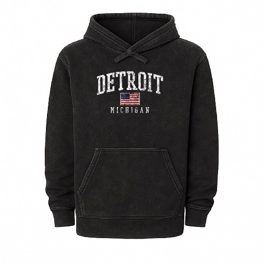 Detroit Motor City Mineral Wash Hoodies
