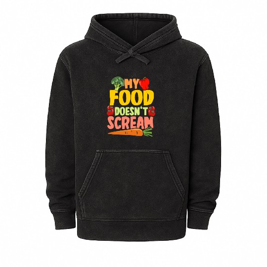 Vegan Vegetarier My Food Doesn't Scream Mineral Wash Hoodies