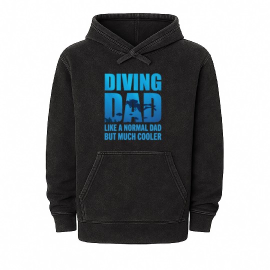 Diving Dad Scuba Diving Mineral Wash Hoodies