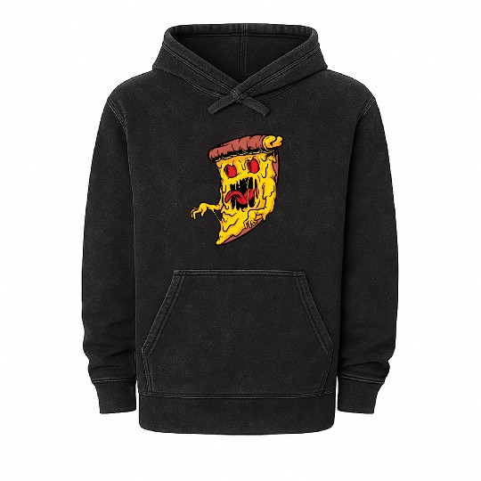 Scary Pizza Pizza scary horror cool graphic design Mineral Wash Hoodies