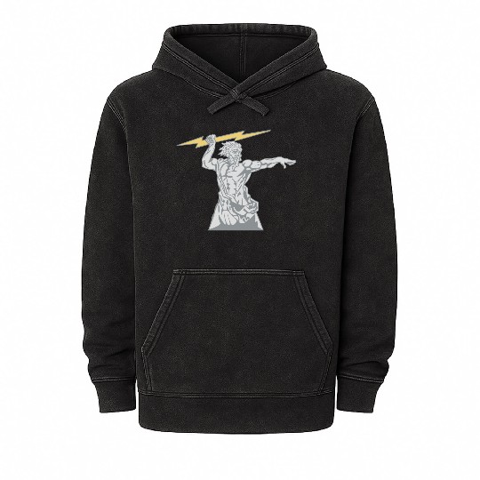 Greek mythology Zeus lightning bolt silhouette Mineral Wash Hoodies