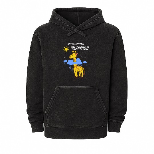 Storm Chaser Funny Cloud Giraffe Apparel Mineral Wash Hoodies
