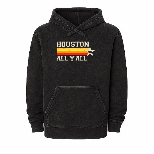 Houston vs All Y'all Vintage Stripe Texas Baseball Mineral Wash Hoodies