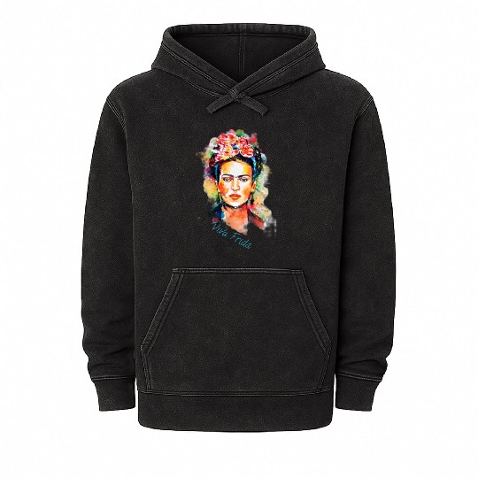 Frida Kahlo Viva Frida Bold And Beautiful Watercol Mineral Wash Hoodies