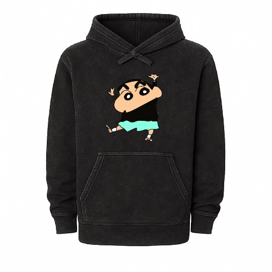 shin Chan cartoon Mineral Wash Hoodies