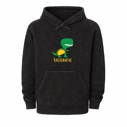 Tacosaurus Green Dinosaur Tacos Funny Cute Taco Mineral Wash Hoodies