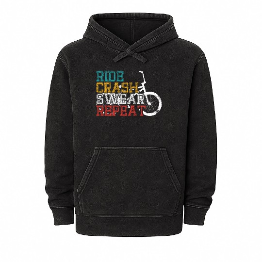 Ride crash swear repeat Mineral Wash Hoodies