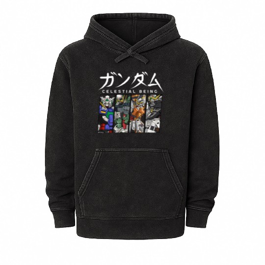 GUNDAM 00 Celestial Being Mineral Wash Hoodies