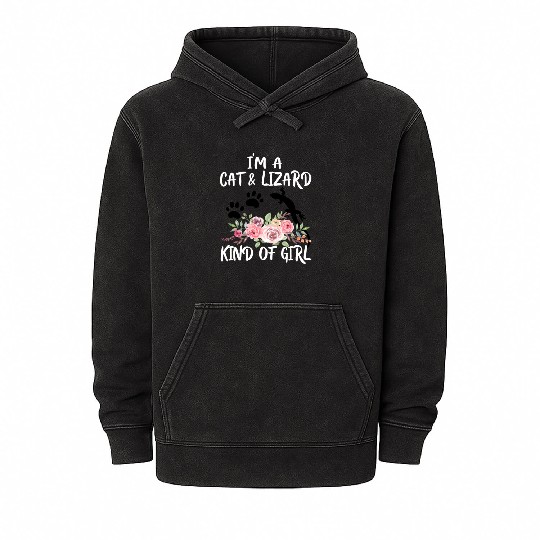 I Am Cat & Lizard Kind Of Girl Paws Mineral Wash Hoodies