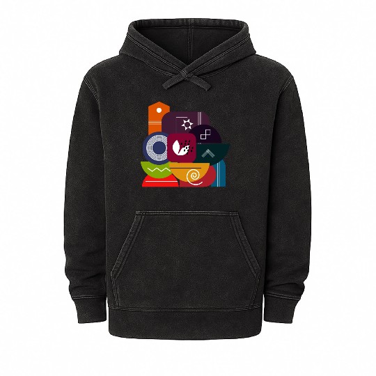 Abstract Geometric Shapes Mineral Wash Hoodies