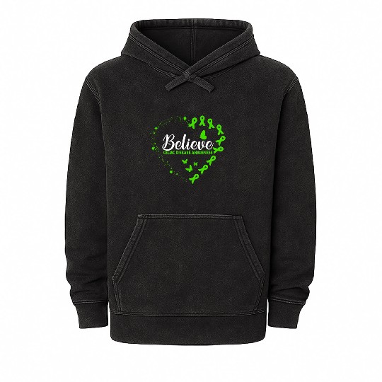 Green Butterfly Celiac Disease Awareness Mineral Wash Hoodies