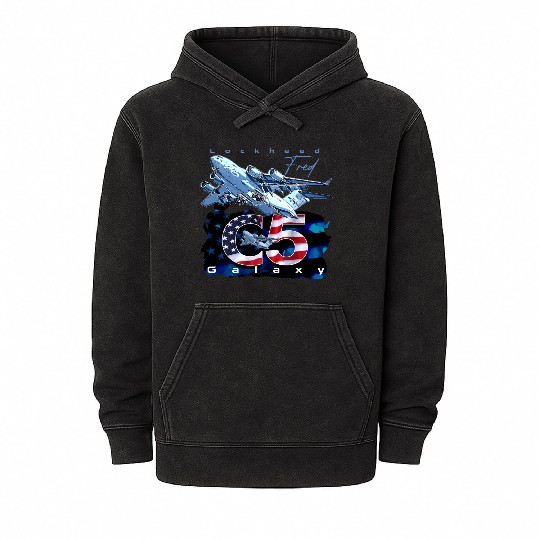 C5 Galaxy Us Air Force Aircraft Mineral Wash Hoodies