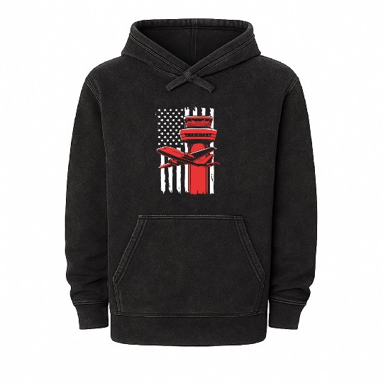 Pilot American Flag Air Traffic Controller Mineral Wash Hoodies