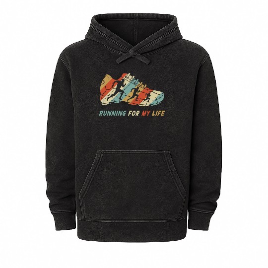 running for my life Mineral Wash Hoodies