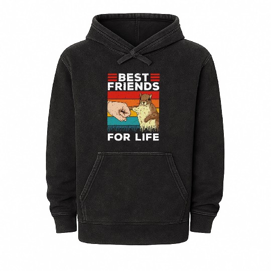 Retro Squirrel Best Friends For Life Funny Squirre Mineral Wash Hoodies