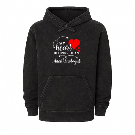 I Love My Anesthesiologist Husband Wife Gift Valen Mineral Wash Hoodies