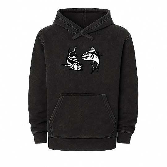 fish Mineral Wash Hoodies