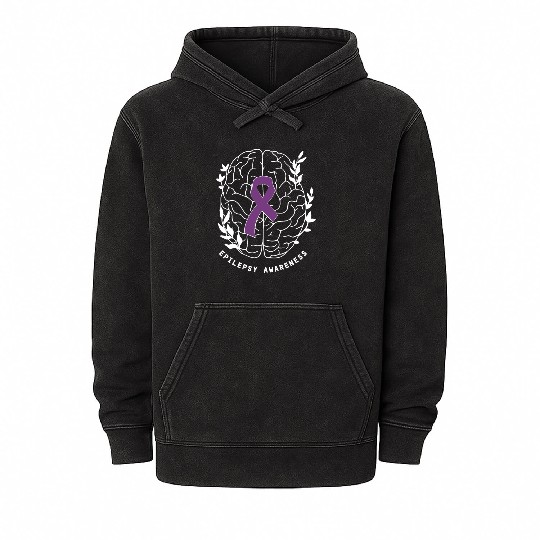 Epilepsy Awareness Ribbon Purple Epilepsy Brain Mineral Wash Hoodies