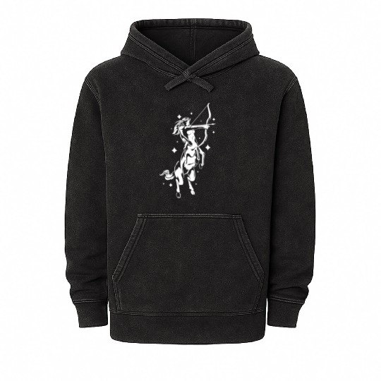 Centaur Girl Sagittarius Mom Daughter Mineral Wash Hoodies