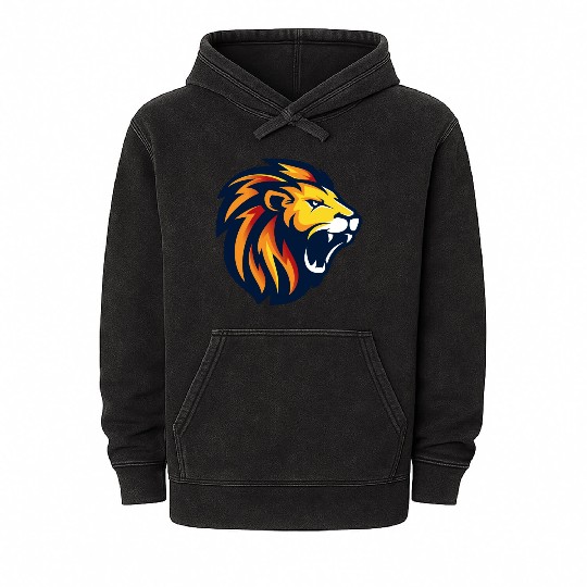 angry lion face Mineral Wash Hoodies