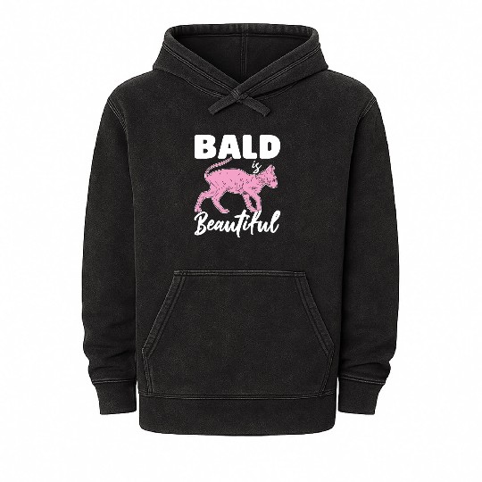 Bald Is Beautiful Sphynx Cat Hair less Sphynx Mineral Wash Hoodies