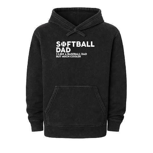 Softball Dad Mineral Wash Hoodies