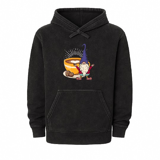 Coffee Gnome Heart Gardening Gnomes Mineral Wash Hoodies