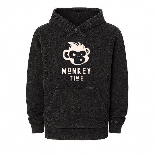It's Monkey Time Cute Funny Monkey Face Mineral Wash Hoodies