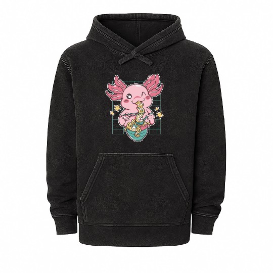 Funny Kawaii Axolotl Mineral Wash Hoodies
