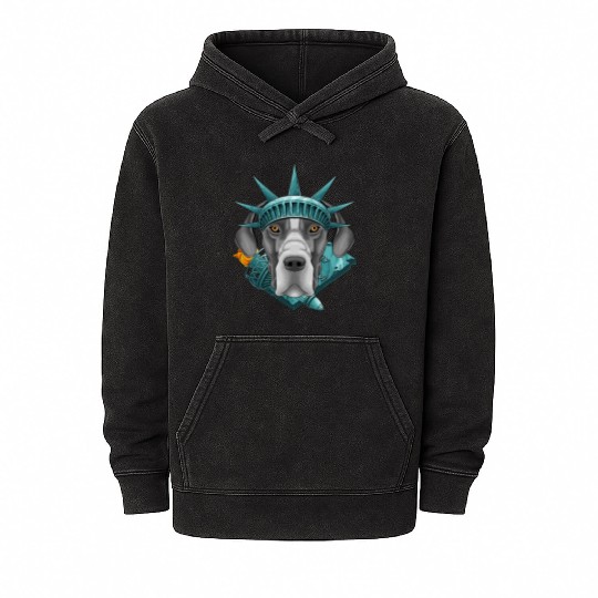 Statue Of Liberty Great Dane 4th Of July Dog USA A Mineral Wash Hoodies