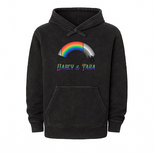 Heartstopper Rainbow Darcy and Tara LBGTQIA+ Mineral Wash Hoodies