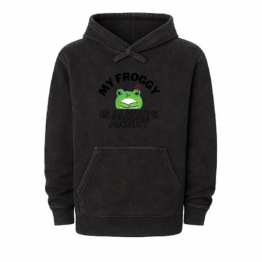 Froggy Frog Is Always Angry Mineral Wash Hoodies