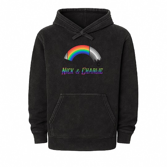 Heartstopper Rainbow LBGTQIA+ Nick and Charlie Mineral Wash Hoodies