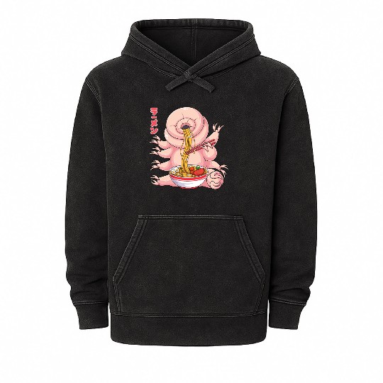 Kawaii Tardigrade Ramen Noodles Japanese Anime Noo Mineral Wash Hoodies