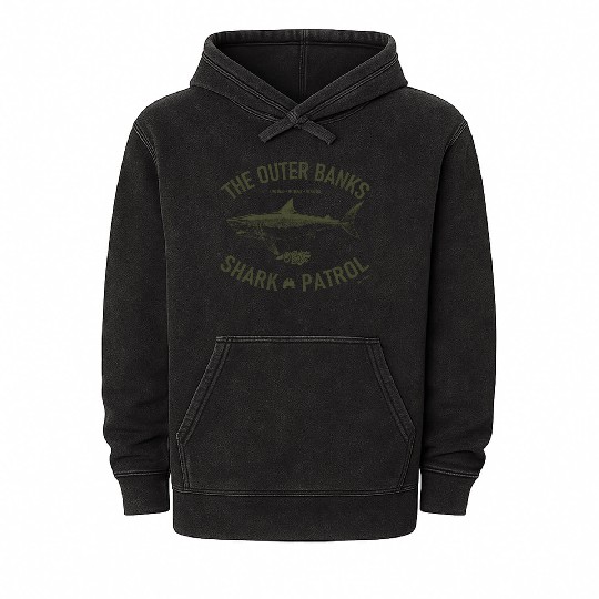 OBX Shark Patrol OBX Vintage Army Green Mineral Wash Hoodies
