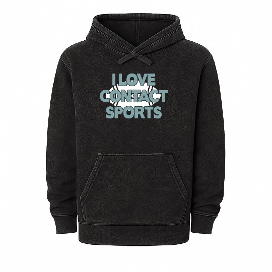 I Love Contact Sports Football Mineral Wash Hoodies