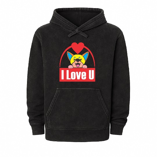 i love you Mineral Wash Hoodies