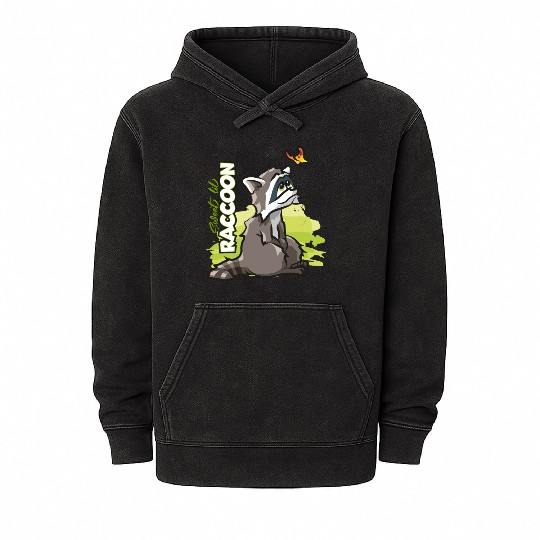 Sweet Little Raccoon with Butterfly Mineral Wash Hoodies