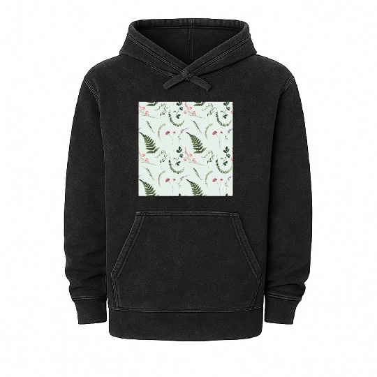 Watercolor Wildflowers Botanical Pattern Mineral Wash Hoodies
