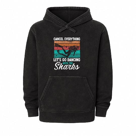 Scuba Diving Dancing with Sharks Scuba Diver Mineral Wash Hoodies